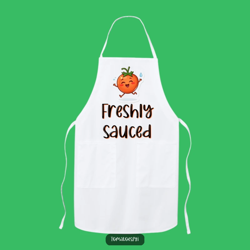 Funny Cheerful Tomato Kitchen Apron - Joyful Veggie Wear for Happy Cooking
