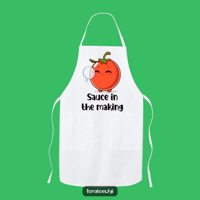 Funny Smirking Tomato Bubble Kitchen Apron - Comical Chef Character Wear