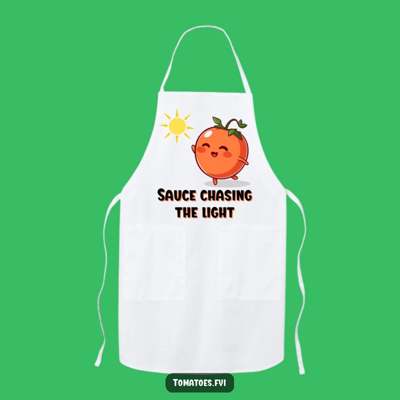Funny Tomato Chasing Sunbeam Apron - Kitchen Cartoon Chef Gift