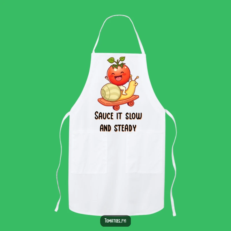 Funny Tomato Snail Rollercoaster Apron: Cook with Quirky Fun