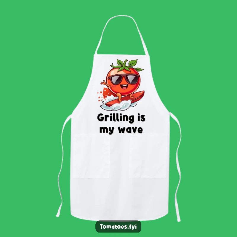 Funny Surfing Tomato Apron: Grill Master of the Waves, Hilarious Gift