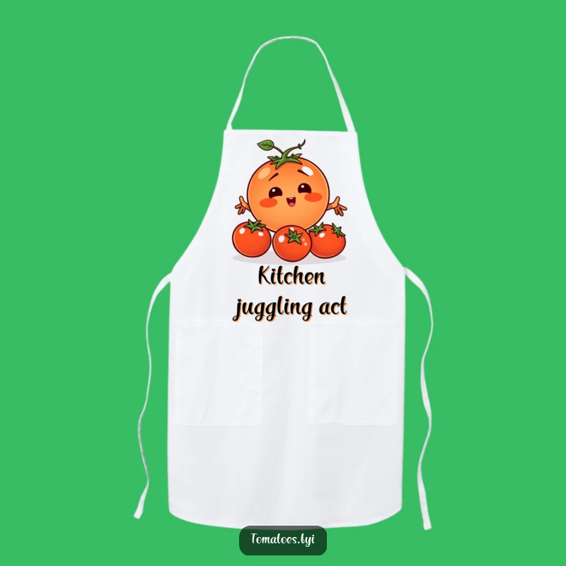 Funny Juggling Tomato Apron: Vegetable Circus Kitchen Gift