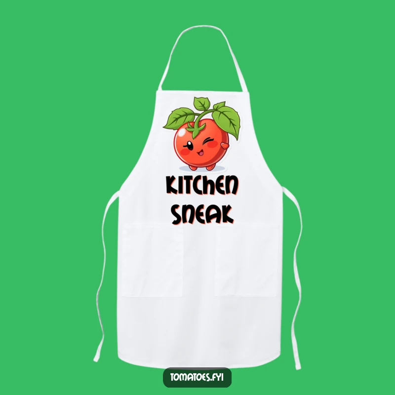 Funny Winking Tomato Kitchen Apron - Playful Veggie Wear for Sneaky Chefs