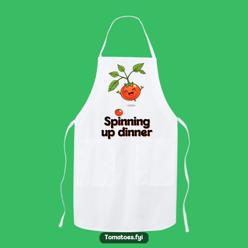 Funny Jovial Tomato Apron: Kitchen spinning fun, unique funny gift for home chefs.