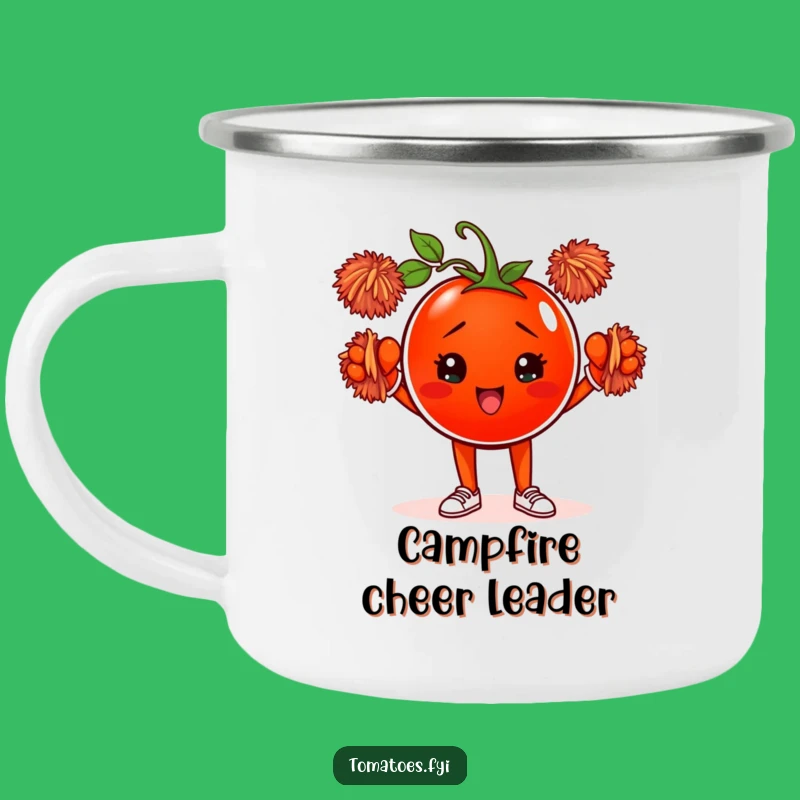 Funny Tomato Cheerleader Camping Mug: Fuel Your Adventures with Pep