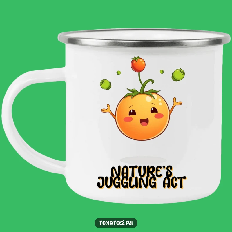 Funny Juggling Tomato Campfire Mug - Adventure with Garden Fun