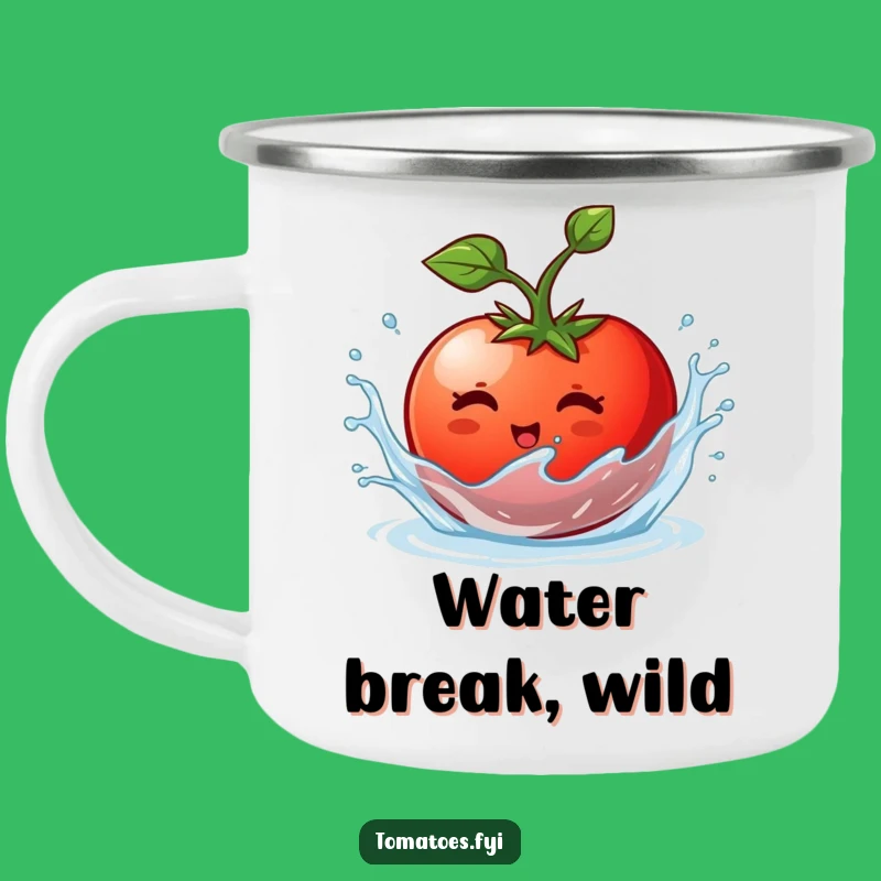 Funny Tomato Camping Mug: Splashing Adventure, Your Perfect Funny Gift!