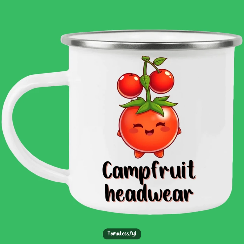 Funny Tomato Cherry Hat Camping Mug - Outdoor Humor, Perfect Campfire Gift