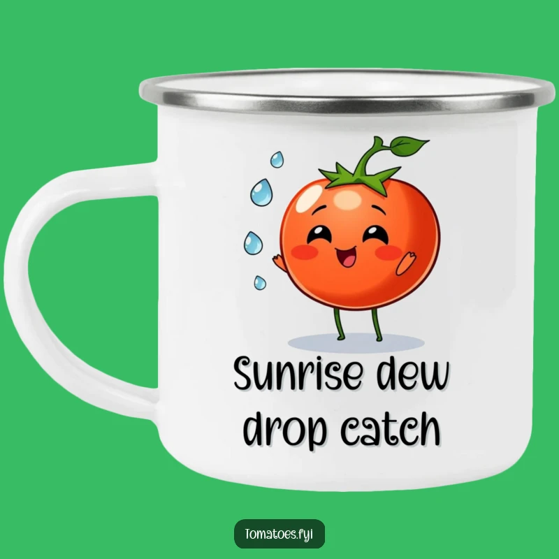 Funny Tomato Dew Drop Juggling Camping Mug: Whimsical Outdoor Companion