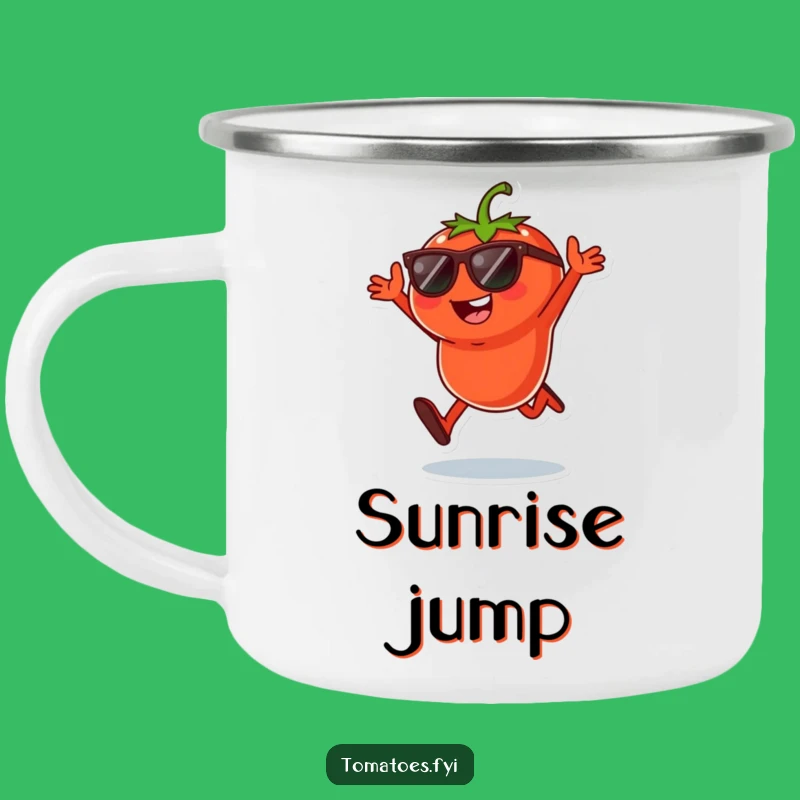 Funny Tomato Jump Camping Mug - Outdoor Cool Veggie Cup, Adventurous Playful Funny Gift