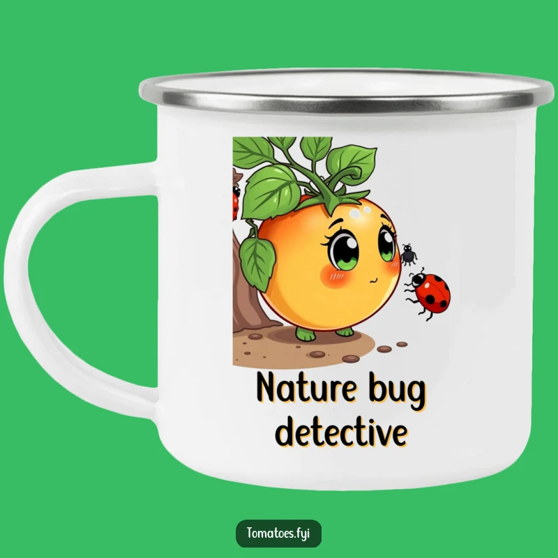 Funny Curious Tomato Camping Mug: Nature Explorer Fuel, Hilarious Outdoor Gift!