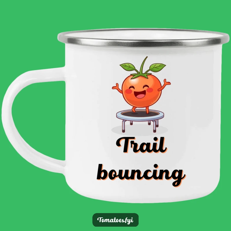 Funny Bouncing Tomato Camping Mug: Happy Trampoline Fun Camp Cup