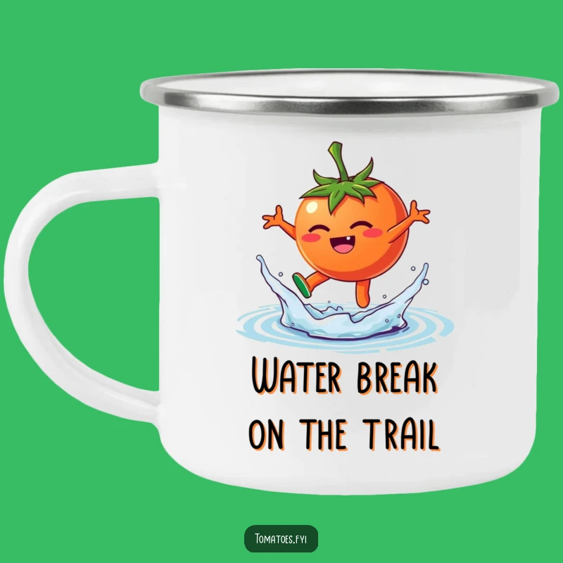 Funny Splashing Tomato Camping Mug, Outdoor Water Fun, Rugged Funny Gift