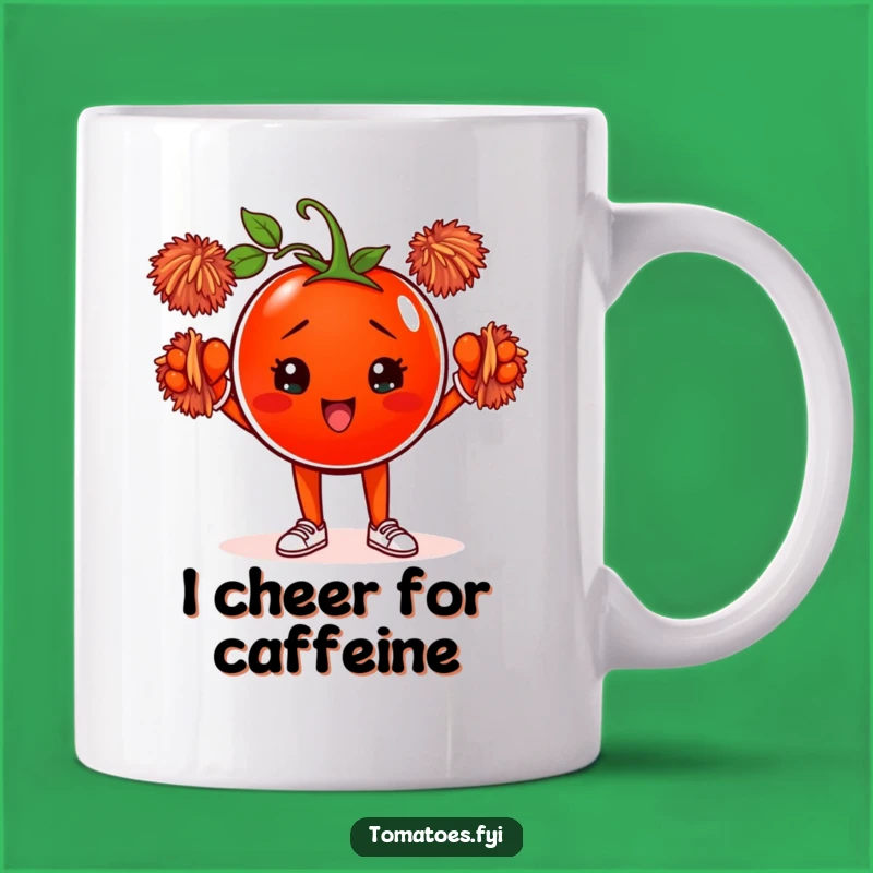Funny Determined Tomato Cheerleader Mug: Go Veggies!, Perfect Gift for Sports Fans