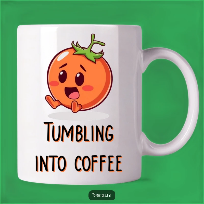 Funny Surprised Tomato Mug: Comedic Tumbling Character, Perfect Gift!