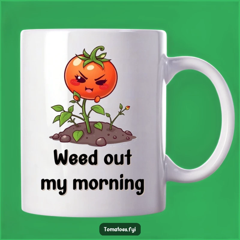 Funny Tomato Climbing Weed Mug - Determined Cartoon Character Gift