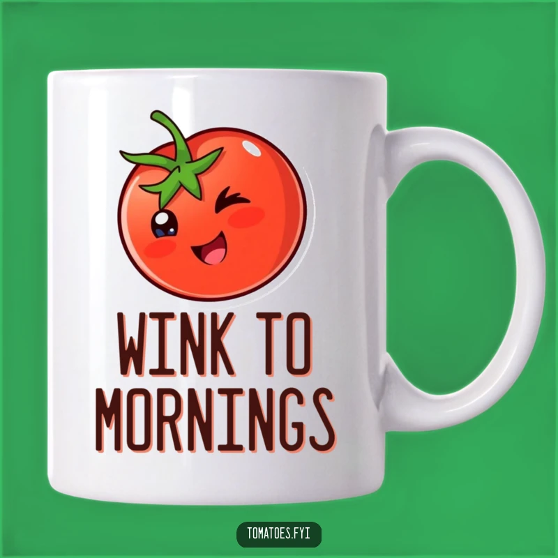 Funny Winking Tomato Mug: Happy Veggie Character, Cheeky Funny Gift