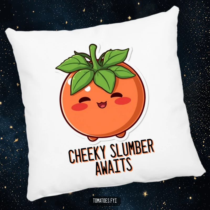 Funny Pillow featuring a round tomato character blushing intensely, offering comfort and humorous shyness.