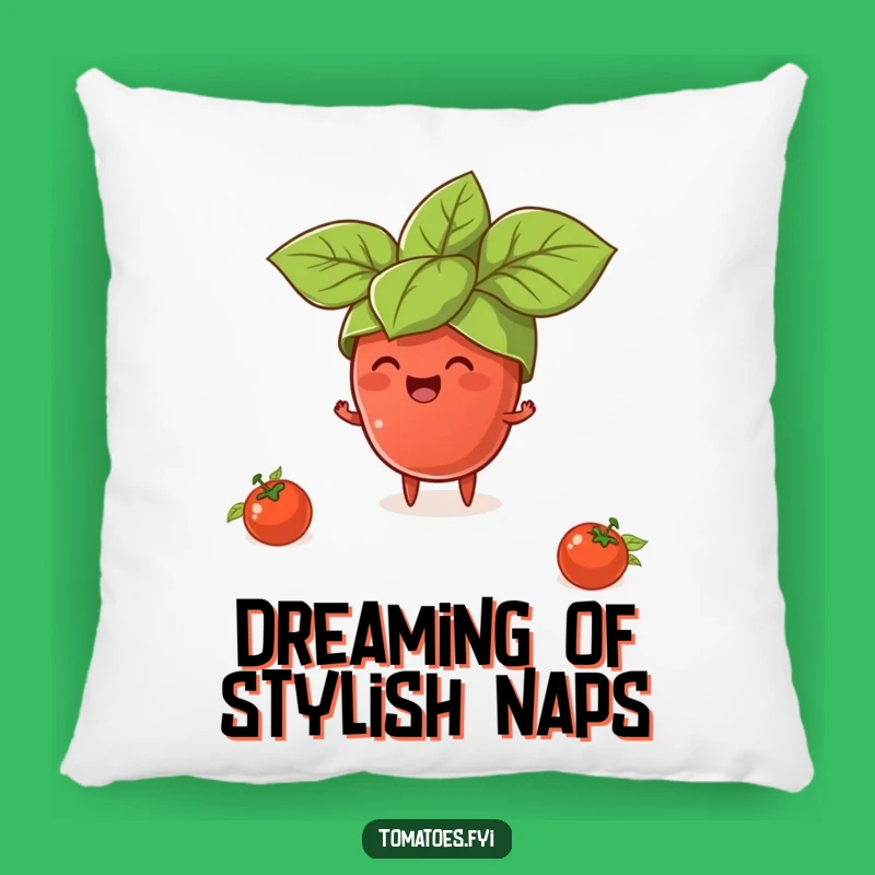 Funny Tomato Basil Hat Pillow: Cozy & Comedic Accent for Food Lovers