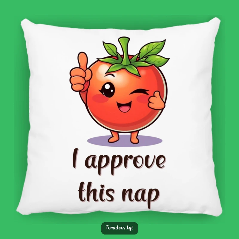 Funny Winking Tomato Thumbs Up Pillow, Comfy Confidence Accent, Cozy Funny Gift