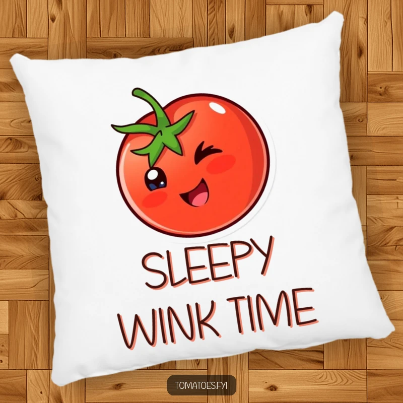 Funny Pillow: A happy tomato character winks playfully, bringing comfort and lighthearted charm to your space.