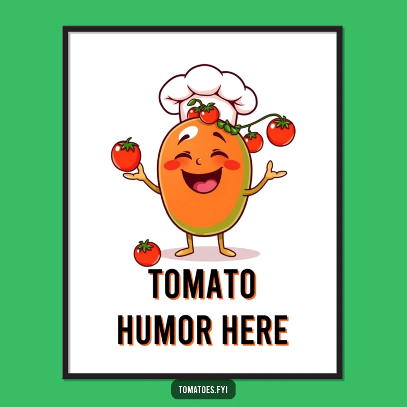 Digital Funny Laughing Chef Tomato Print - Juggling Art Gift