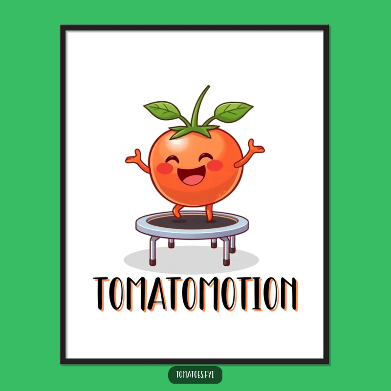 Funny Bouncing Tomato Digital Art: Happy Trampoline Fun Print