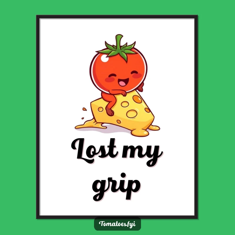 Funny Kawaii Tomato Cheese Ride Digital Art - Hilarious Foodie Print Gift