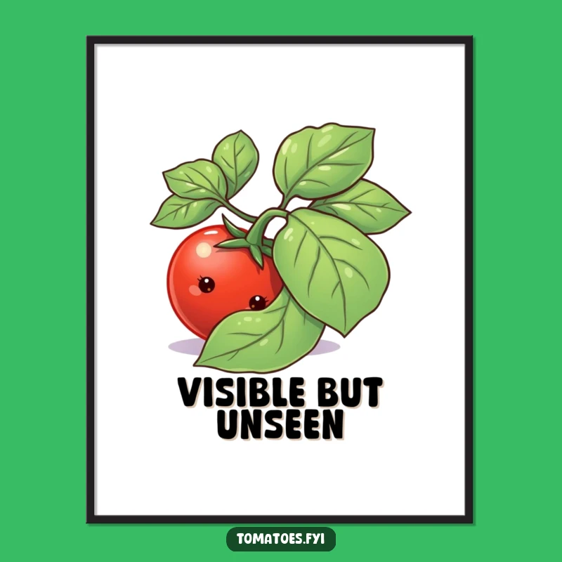 Funny Shy Tomato Digital Art: Cute Peek-a-Boo Veggie Printable Gift