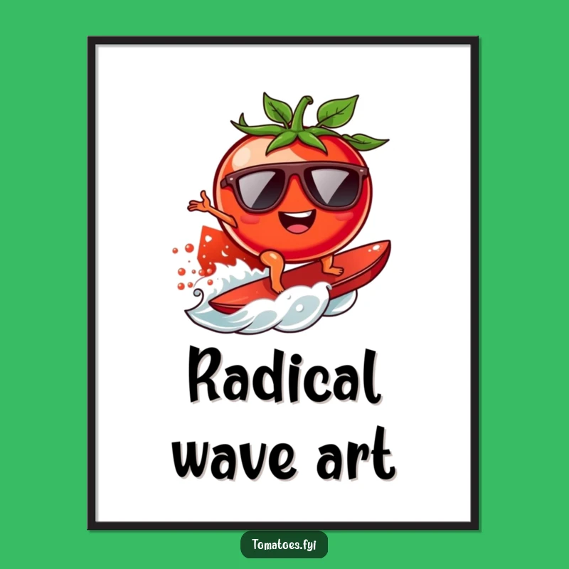 Funny Surfing Tomato Digital Art: Ride the Wave of Fun, Instant Humorous Gift