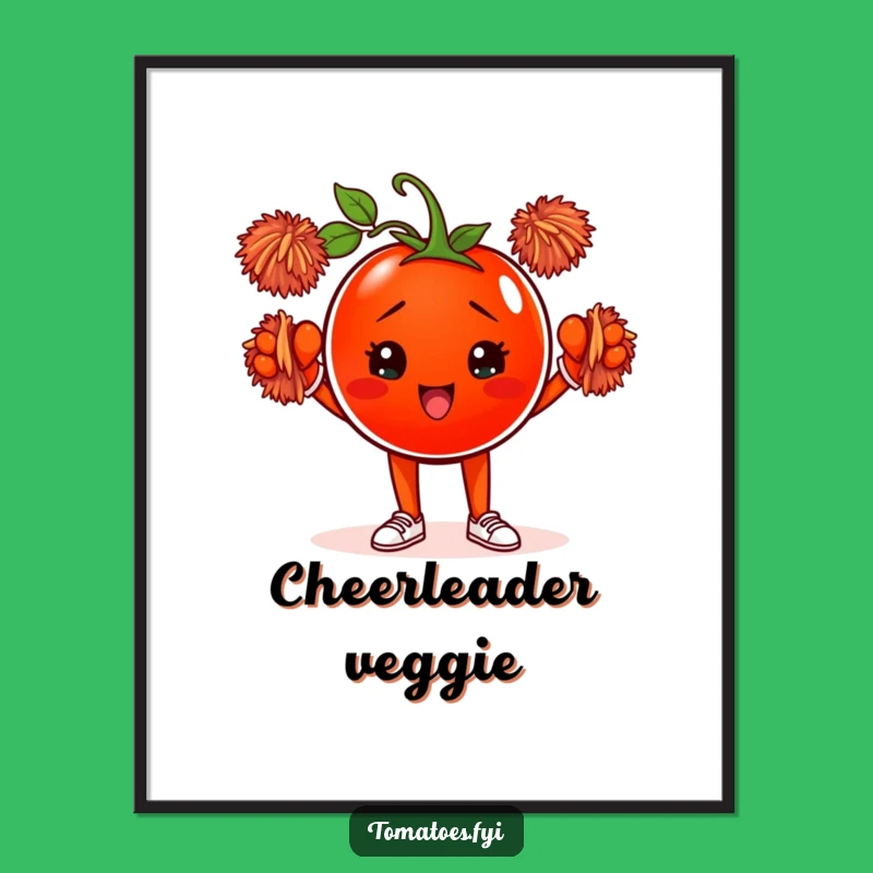 Funny Tomato Cheerleader Digital Print: Instant Motivational Art for Walls