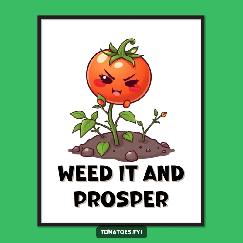 Funny Tomato Climbing Weed Digital Art - Motivational Cartoon Decor Gift