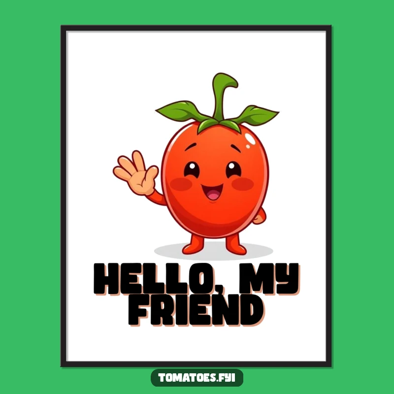 Funny Tomato Digital Art: Cheerful Wave, Instant Laughs & Decor!