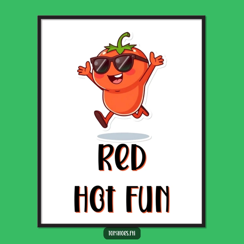 Funny Tomato Jump Digital Art - Cool Veggie Print, Instant Playful Decor Gift