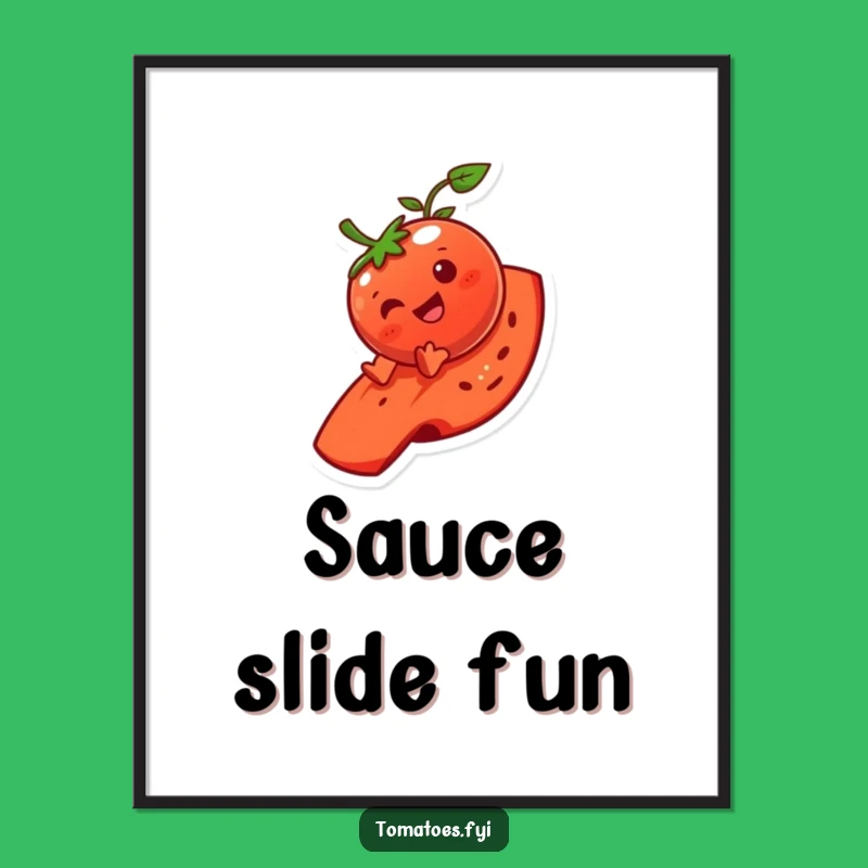 Funny Tomato Slide Digital Art: Giggling Character Printable Humor Gift