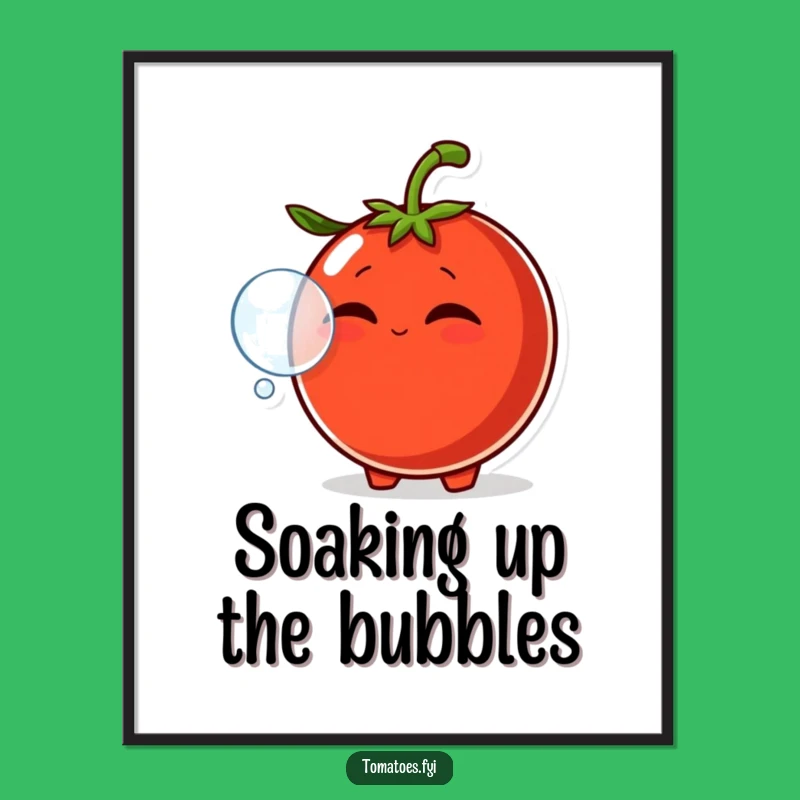 Funny Smirking Tomato Bubble Digital Art - Comical Instant Download