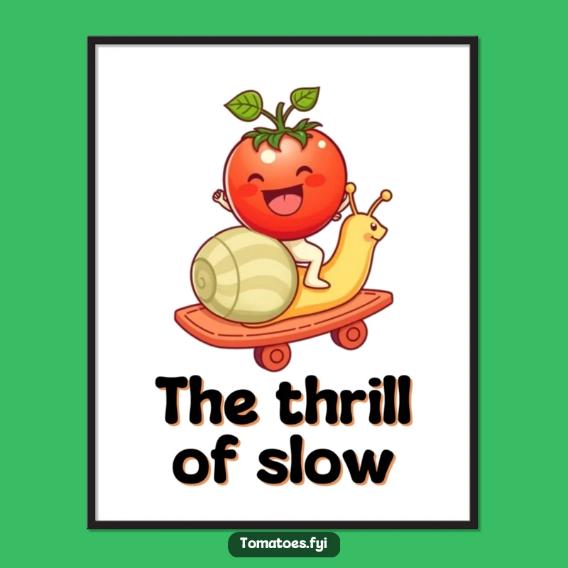 Funny Tomato Snail Rollercoaster Digital Print: Instant Quirky Art