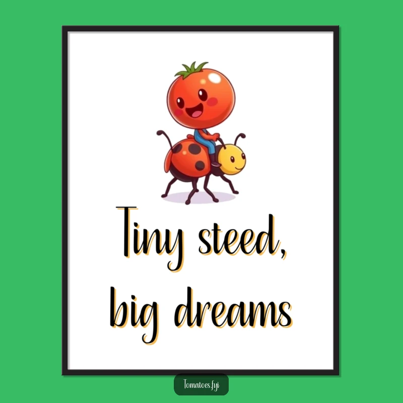 Funny Tomato Ladybug Digital Art - Comical Character Instant Download Decor
