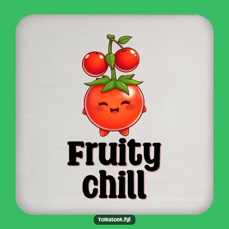 Funny Tomato Cherry Hat Coaster - Quirky Table Protection, Hilarious Fruit Gift