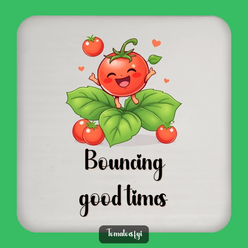 Funny Baby Tomato Coaster - Protect Surfaces Bouncing Leaf Character Funny Gift