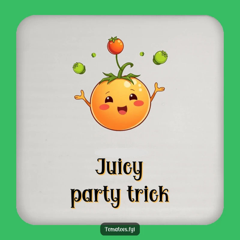 Funny Juggling Tomato Drink Coaster - Protect Surfaces with Garden Charm
