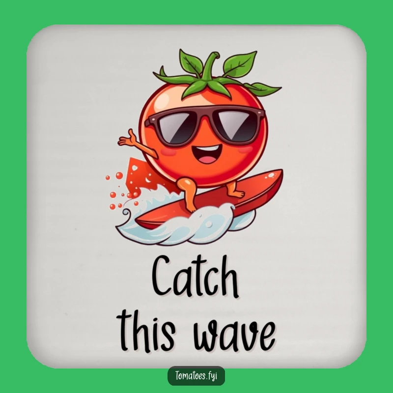 Funny Surfing Tomato Coaster: Protect Surfaces with Rad Charm, Humorous Gift