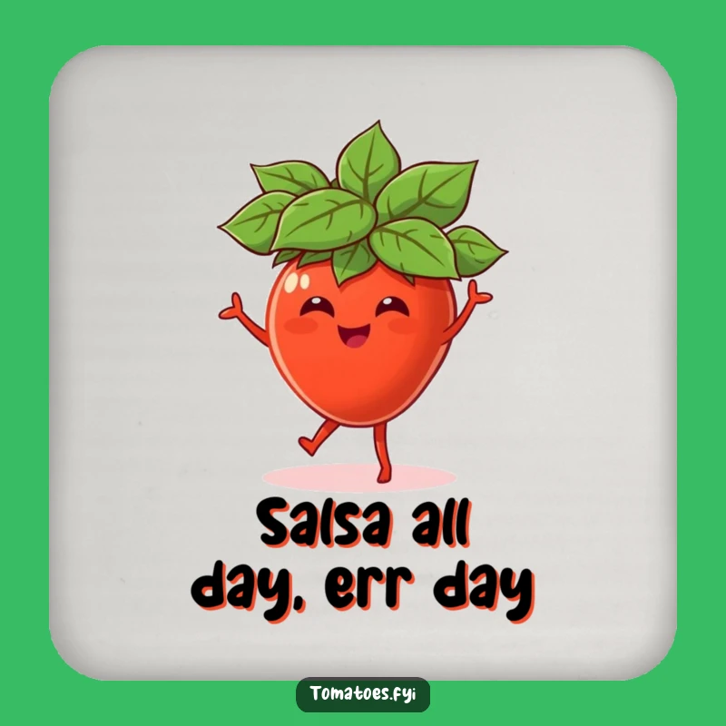 Funny Dancing Tomato Leaf Hat Coaster, Veggie Table Protection, Quirky Funny Gift