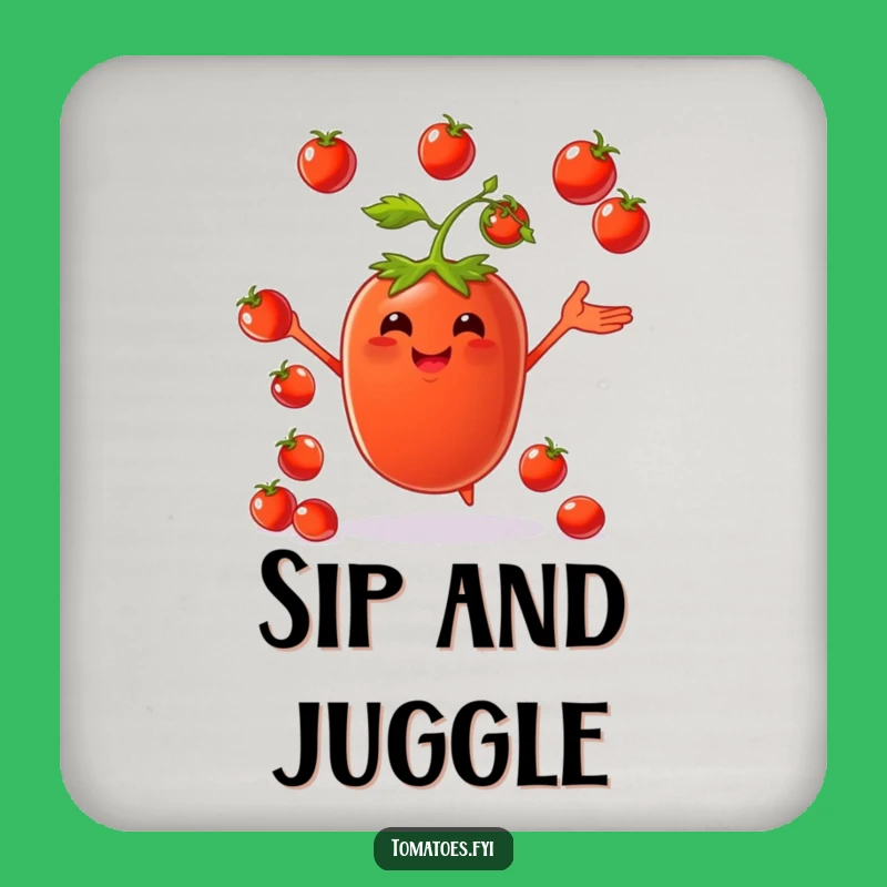 Funny Juggling Tomato Coaster Set: Protect Surfaces with Produce Charm!
