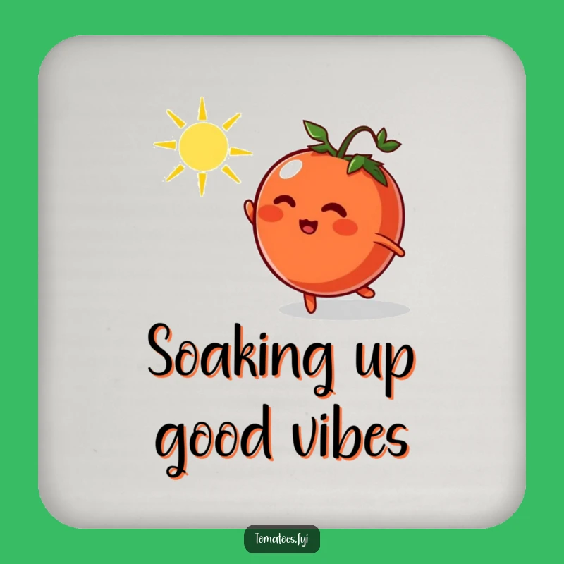 Funny Tomato Chasing Sunbeam Coaster - Protect Surfaces Cartoon Gift