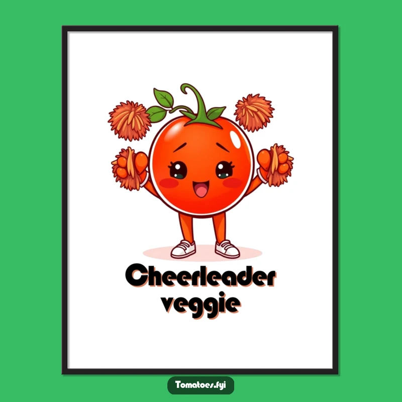 Funny Tomato Cheerleader Poster: Motivational Wall Art, Hilarious Decor