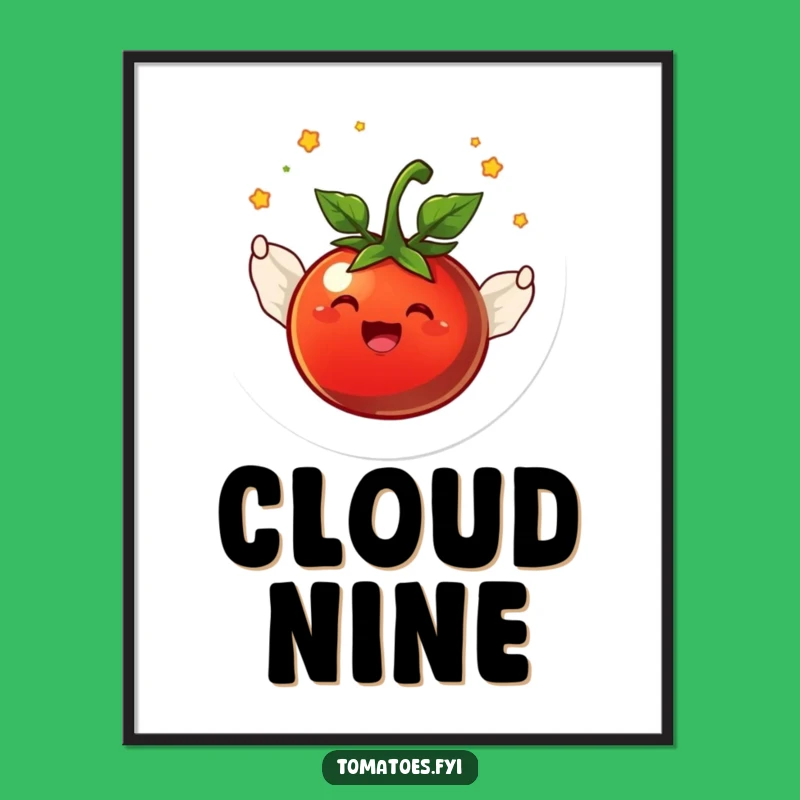 Funny Flying Tomato Poster: Joyful Winged Veggie Art Print Gift