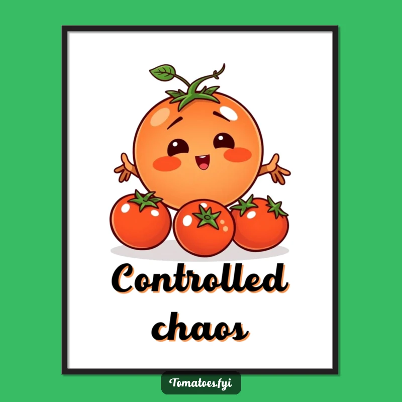 Funny Juggling Tomato Poster: Comical Vegetable Art Print Gift