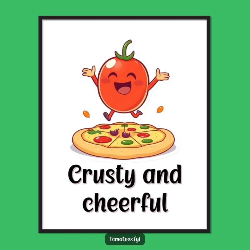 Funny Tomato Pizza Bounce Poster - Cheerful & Hilarious Wall Art Gift