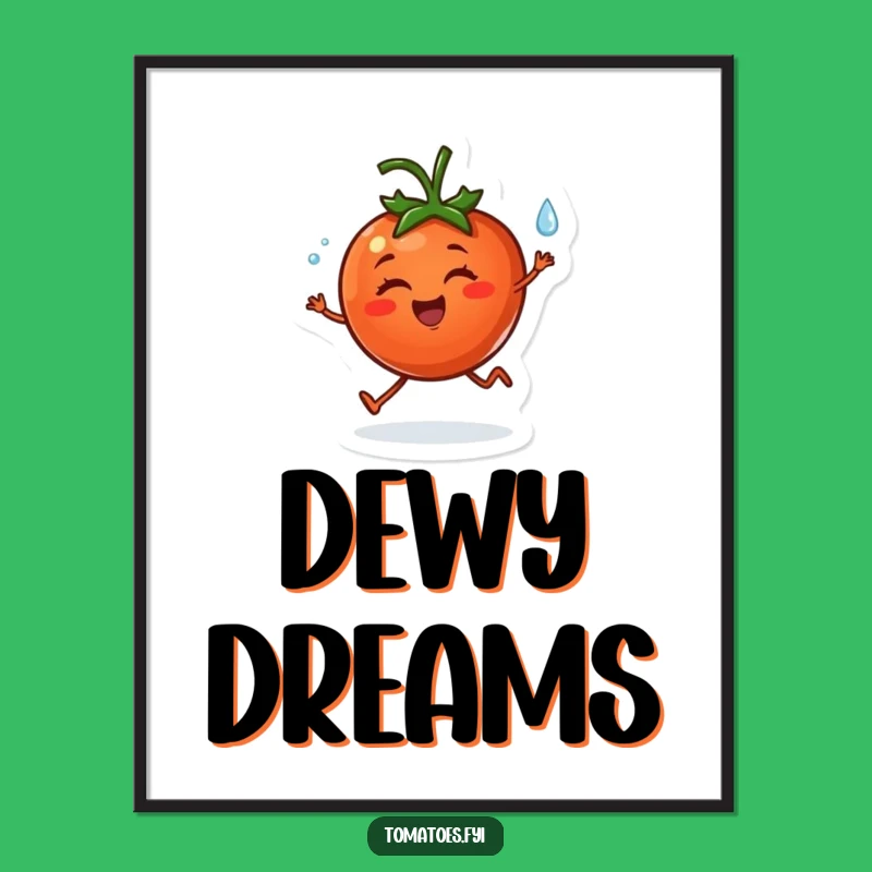 Funny Cheerful Tomato Skipping Poster - Joyful Veggie Wall Art for Happy Homes